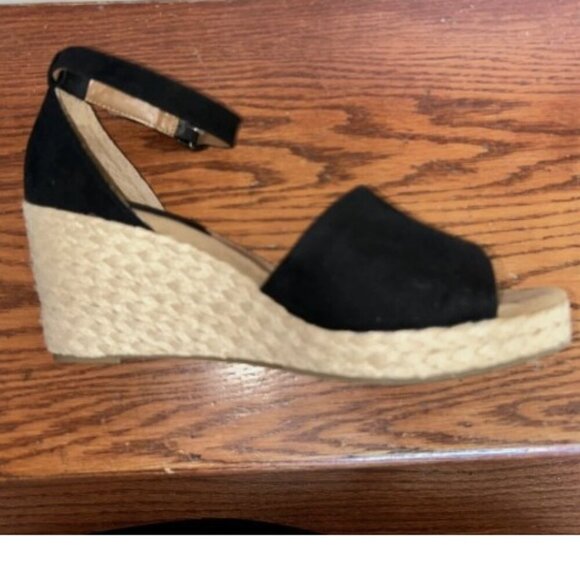 Womens Black Wedge Sandals Size 10.5M Seleeney Style & Co. 3" Espadrille Heel - Picture 10 of 16